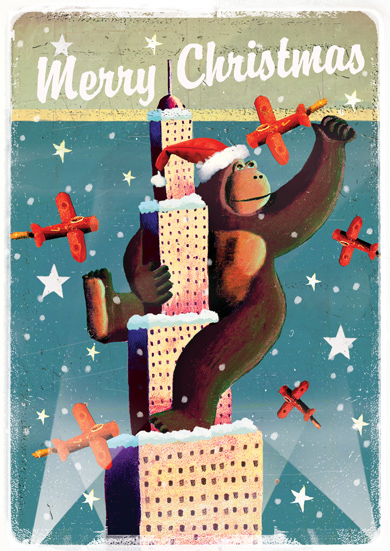 King Kong Pack of 5 Christmas Greeting Cards by Stephen Mackey King Kong Pack of 5 Christmas Greeting Cards by Stephen Mackey